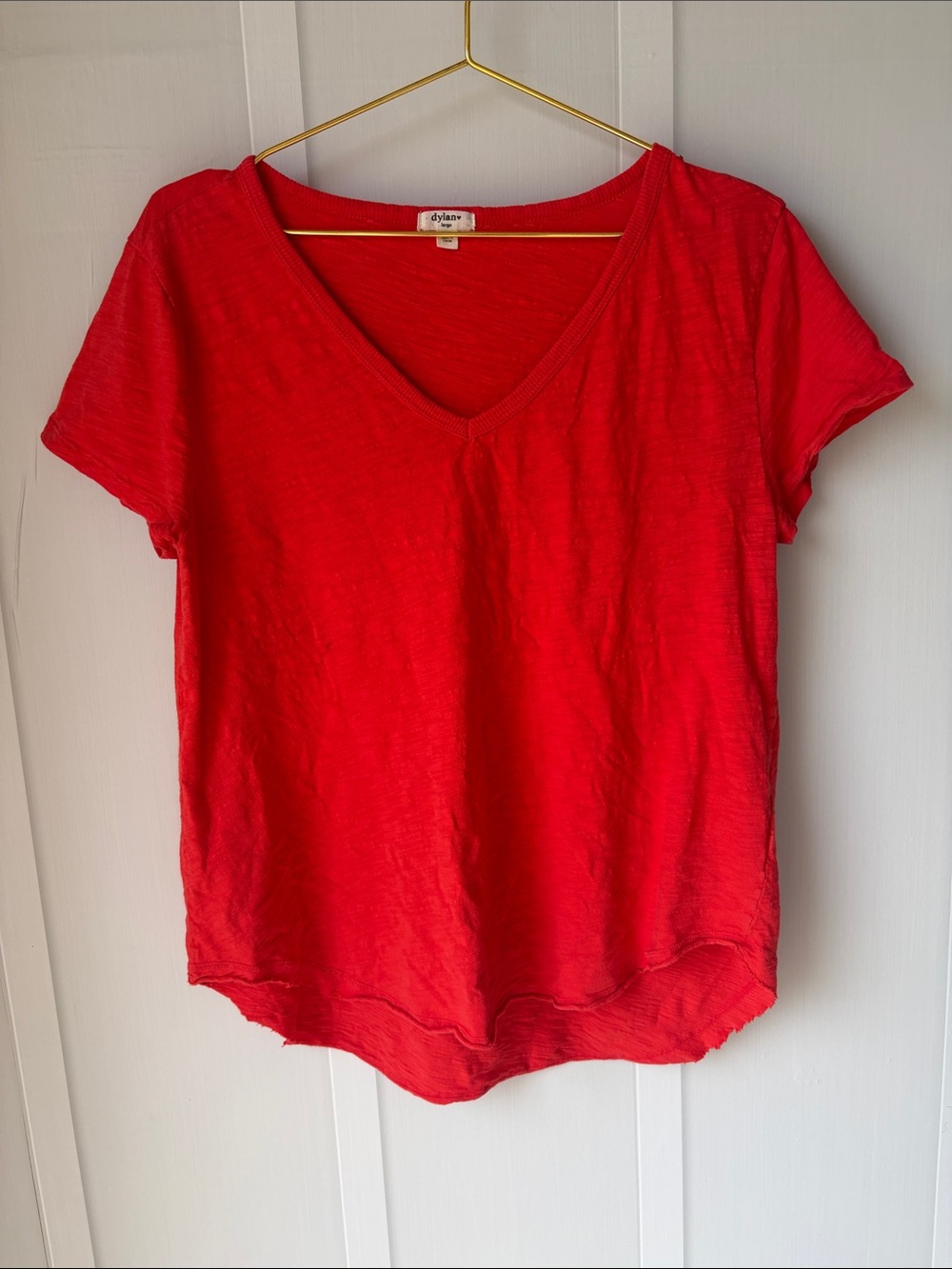 dylan Red V-Neck Short Sleeve Tee